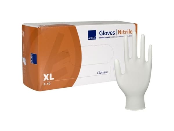 Undersøkelseshanske, ABENA Classic, XL, hvit, nitril