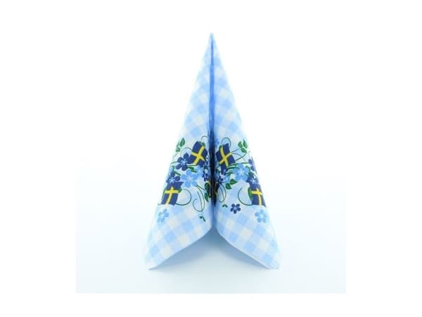 Servietter med blomsterranke og svenske flag