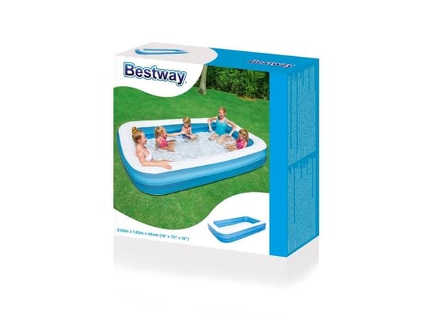 Bestway 54150, Oppblåsbart basseng, 850 l, Rektangulær, Vinyl, Blå, Hvit