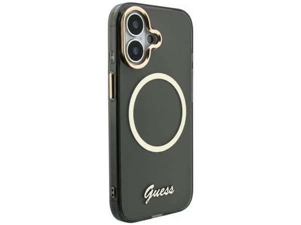 Guess IML Script Metal MagSafe-deksel for iPhone 17 - Svart