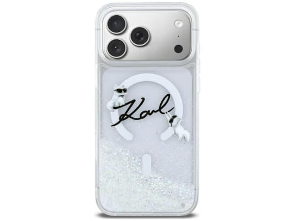 Karl Lagerfeld Liquid Glitter Karl Script Logo MagSafe Case for iPhone 17 Pro Max - Clear