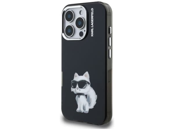 Karl Lagerfeld IML Aquarelle Choupette & logo- etui til iPhone 16 Pro Max - sort
