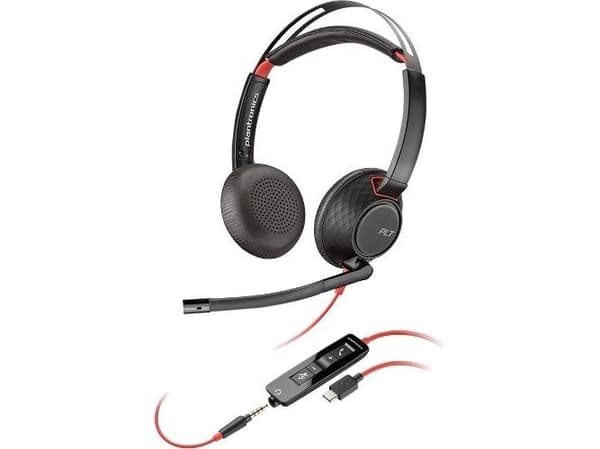 Plantronics Blackwire 5220 - 5200 Series - headset - på øret - kabling - 3,5 mm jackstik, USB-C