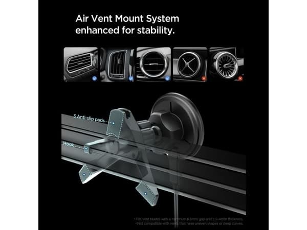 Spigen EV15MAQ Essential Qi2 MagSafe bilventilholder - sort