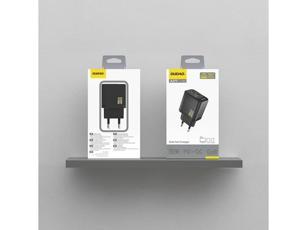 Dudao A27TEU adapter 30W 1xUSB-C 1xUSB-A svart