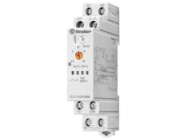 Kiprelæ elektronisk, multifunktion, 1 slutte, 16A, 12-24V AC/DC