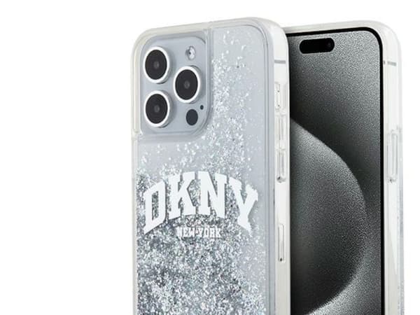 DKNY Liquid Glitter Big Logo-deksel til iPhone 15 Pro - hvit