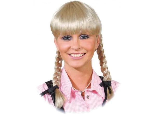Blond paryk med fletninger