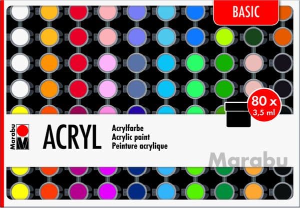Marabu Acryl Basic, Multi, Acryl maling, Væske, 3,5 ml, 80 stykker |