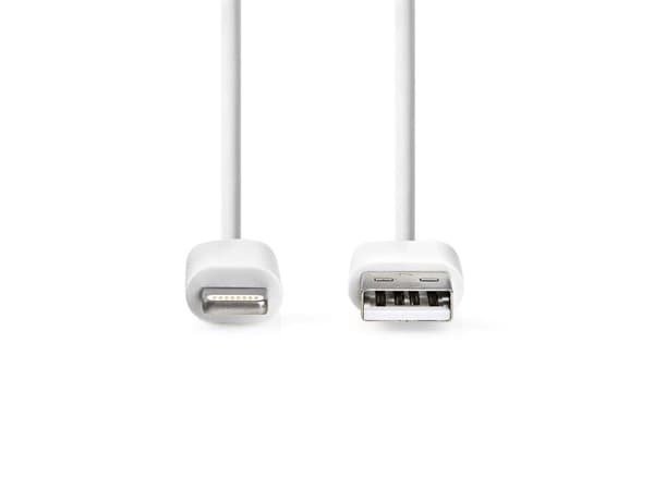 Nedis CCGL39300WT30, 3 m, Lightning, USB A, Hankjønn, Hankjønn, Hvit