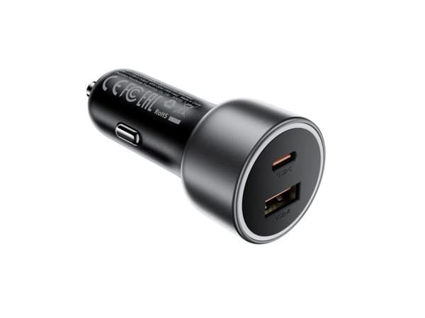 Acefast-lader Acefast B21 75 W USB-C + USB-A-billader – svart