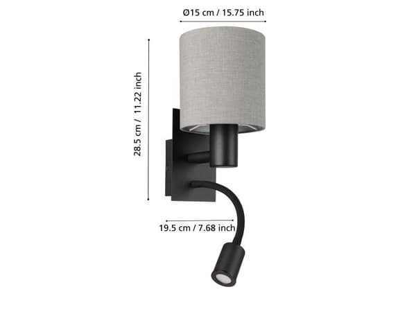 EGLO PASTERI VÆG 2L SORT/ANTHRACITE