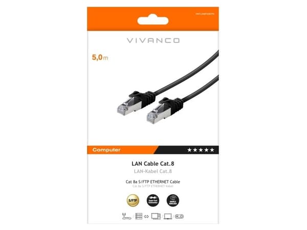 Vivanco S/FTP CAT 8 nettverkskabel sort