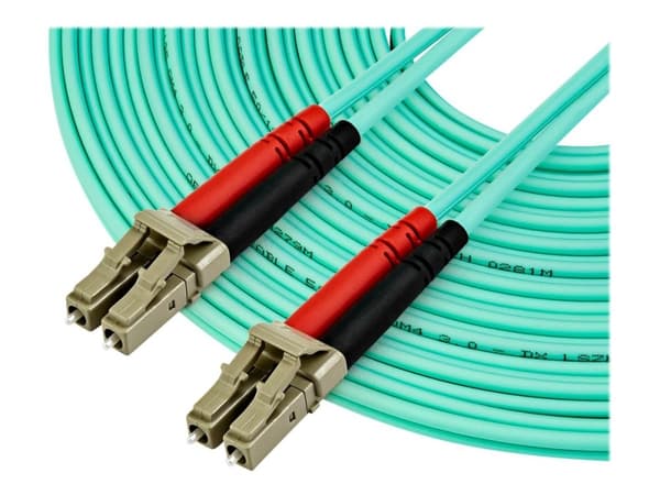 StarTech.com 10 m OM4 LC to LC Multimode Duplex Fiber Optic Patch Cable- Aqua - 50/125 - Fiber Optic Cable - 40/100Gb - LSZH (450FBLCLC10) - Patch-...