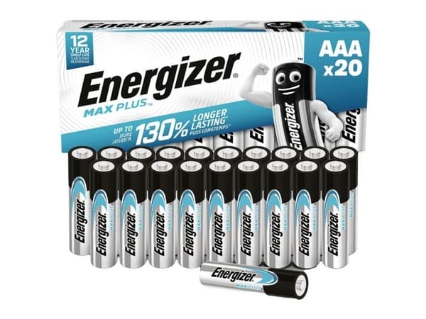 Batterier Energizer Alkaline Max Plus AAA, pakke a 20 stk.