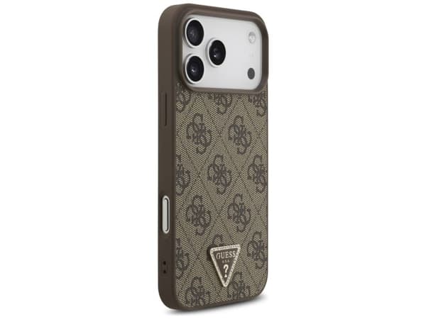 Guess Leather 4G Triangle Strass MagSafe Case for iPhone 17 Pro Max / 18 Pro Max - Brown