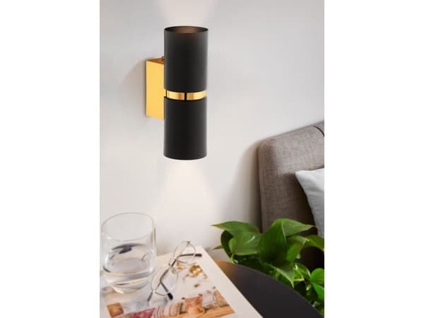 EGLO PASSA VÄGG 2L RUND SVART/GULD