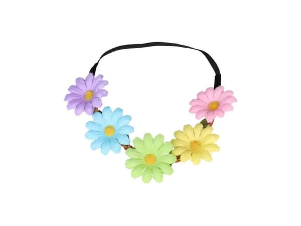 Hårbånd med blomster i pastellfarger