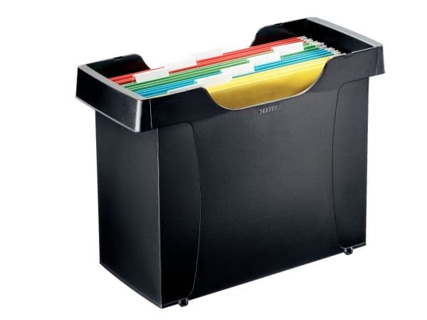 Saranoitu kansiolaatikko Leitz Plus w. 5 ALPHAmusta