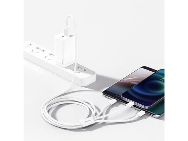 Baseus Superior, 1,5 m, USB A, USB C/Micro USB A/Lightning, USB 2.0, 0,48 Gbit/s, Hvit
