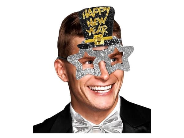Sølv briller Happy New Year
