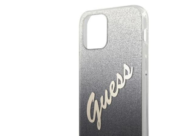 Guess GUHCP12LPCUGLSBK iPhone 12 Pro Max 6,7" sort/sort hardcase med glitter kaltevuus script