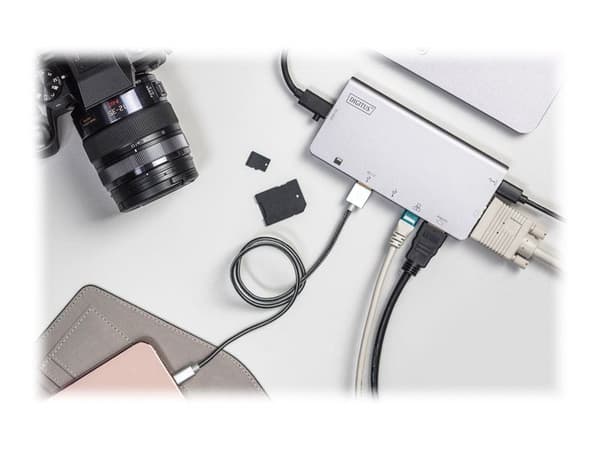 DIGITUS DA-70877 - Dokkingstasjon - USB-C - VGA, HDMI - 1GbE