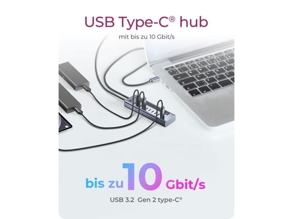 ICY BOX Hub USB-C, 10-port,PD20W 9xUSB-C/1xUSB-C + 1xPD 20W,blå