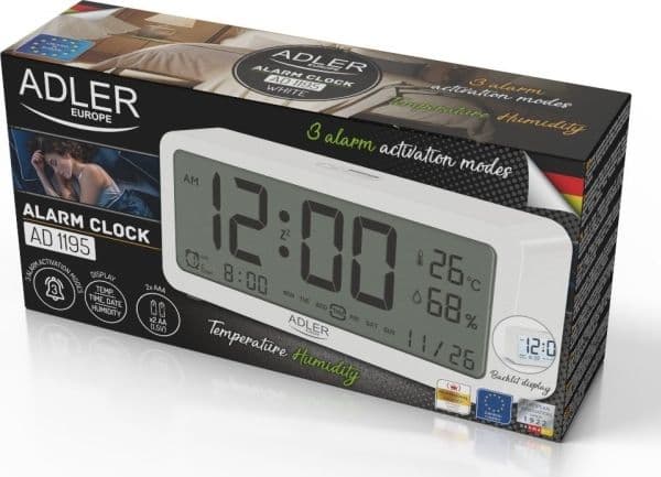Adler AD 1195w batteriklocka - vit