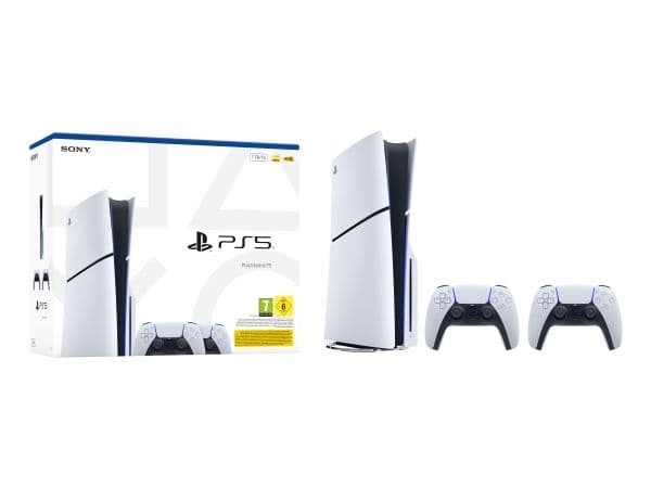 Sony PlayStation 5 Slim Disc Edition 1TB  with 2 Dualsense Controller - White