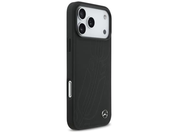 Mercedes Leather Large Laurel Leave MagSafe Case for iPhone 17 Pro Max - Black