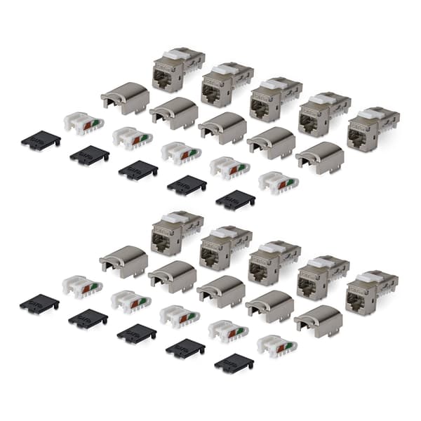 Startech - Trapetsjack - shielded, 90°, toolless - CAT 6a - STP - RJ-45 - silver - TAA-kompatibel (paket om 10)
