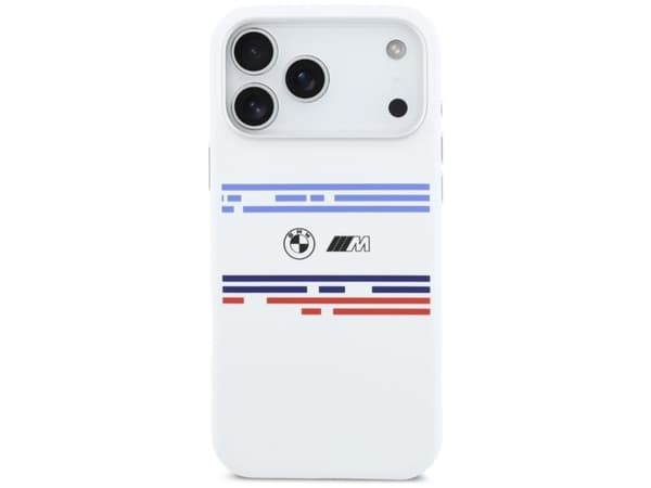 BMW M Silicon Horizontal Line MagSafe Case for iPhone 17 Pro Max - White