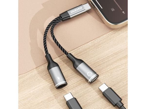Dudao USB-adapter Dudao L13C+ 2-i-1 USB-C-adapter - grå