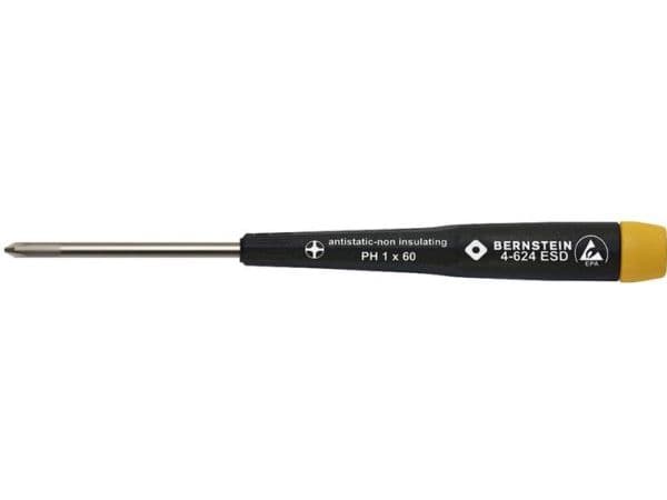 BERNSTEIN Tools for Electronics 4-624 ESD krysspårskruvmejsel PH 1 klinglängd 80 mm