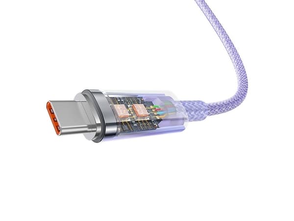 Baseus Explorer 100W USB-A till USB-C-kabel med intelligent temperatursensor 1 m - lila
