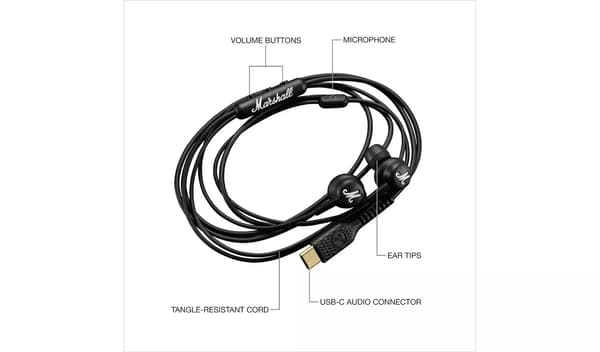 Marshall Mode USB-C-hörlurar, svart (med mikrofon)
