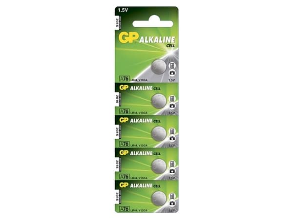 GP knapcelle 1,5V, LR44/A76, 5-pak
