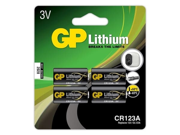 GP Pro Lithiumbatteri, CR 123A, 4-pak