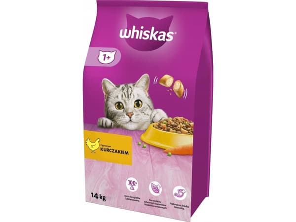 Whiskas torrfoder för vuxna katter med kyckling - 14 kg