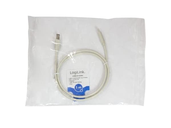 LogiLink CU0160, 1 m, USB C, USB B, USB 2.0, 480 Mbit/s, Vit