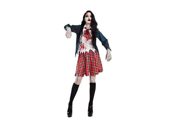 Zombie skolepige kostume