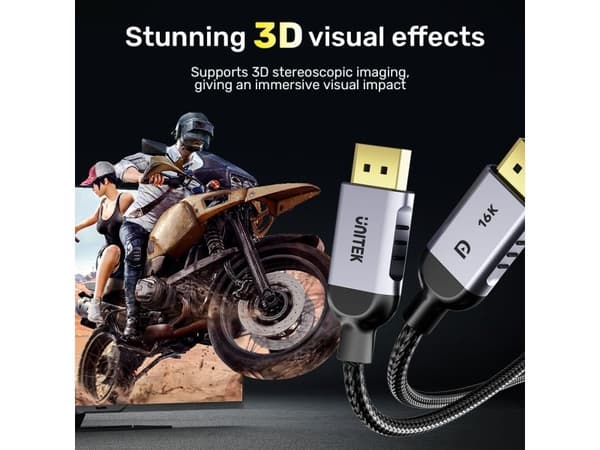 Unitek DisplayPort 2.1 8K@120Hz 2m kaapeli