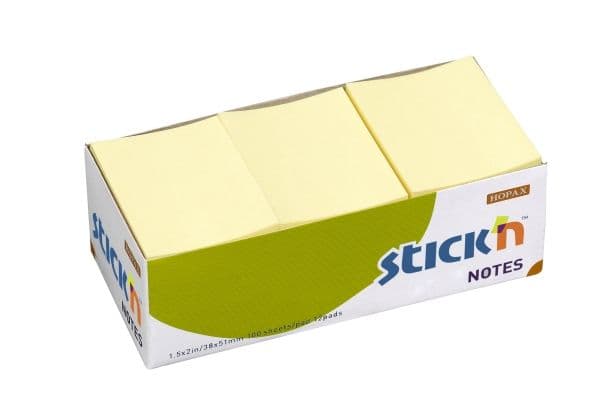 Notes, BNT Stick´n, Notes, gul, 38x50mm pakke a 12 stk