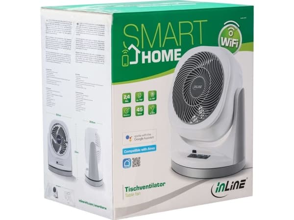 InLine 40161, Elektrisk värmefläkt, Vit, Bord, 57 dB, 110°, Röra
