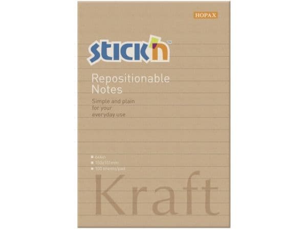 Notes, BNT Stick´n, Kraft pad, brun, 101 x150mm - (6 stk.)