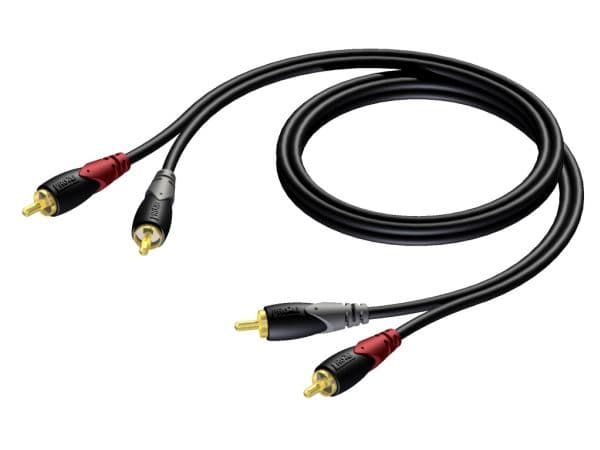 PROCAB CLA800/5, 2 x RCA, Uros, 2 x RCA, Uros, 5 m, Musta, Harmaa, Punainen