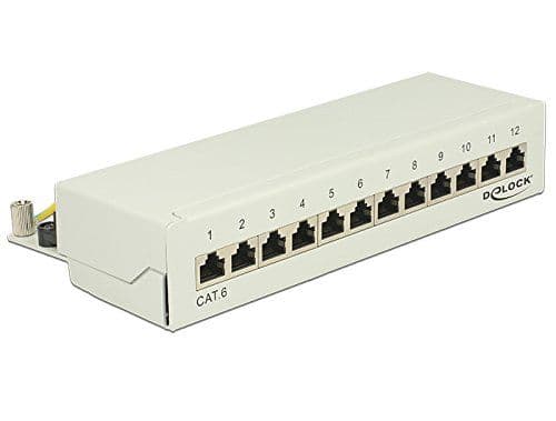 Delock - Patch-panel - CAT 6 - RJ-45 X 12 - ljusgrå, RAL 7035
