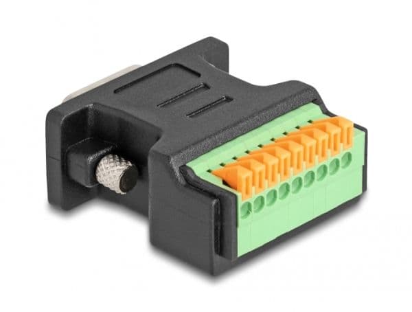 Delock D-Sub 9 hane till terminalblock adapter med tryckknapp