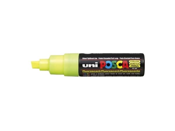 Paintmarker, Uni Posca, PC-8K, 8MM Rund spids, gul, permanent - (6 stk.)